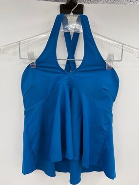 Blue Women's V-Neck Tankini Top Size S Electric Blue Deep Blue